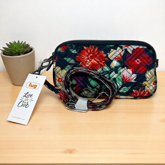 lug Handbags - Lug Coupe XL Convertible Crossbody Bag Floral Print Navy & Multicolor Polyester